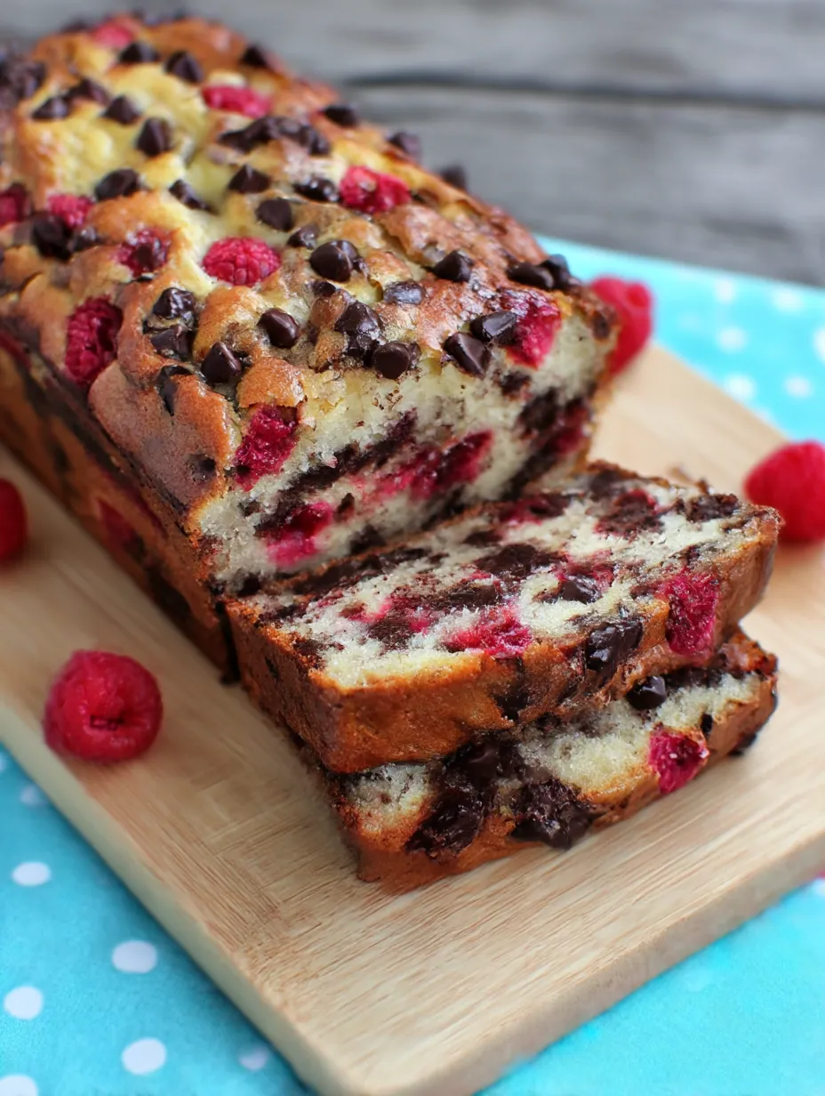 A slice of chocolate and raspberry bread.