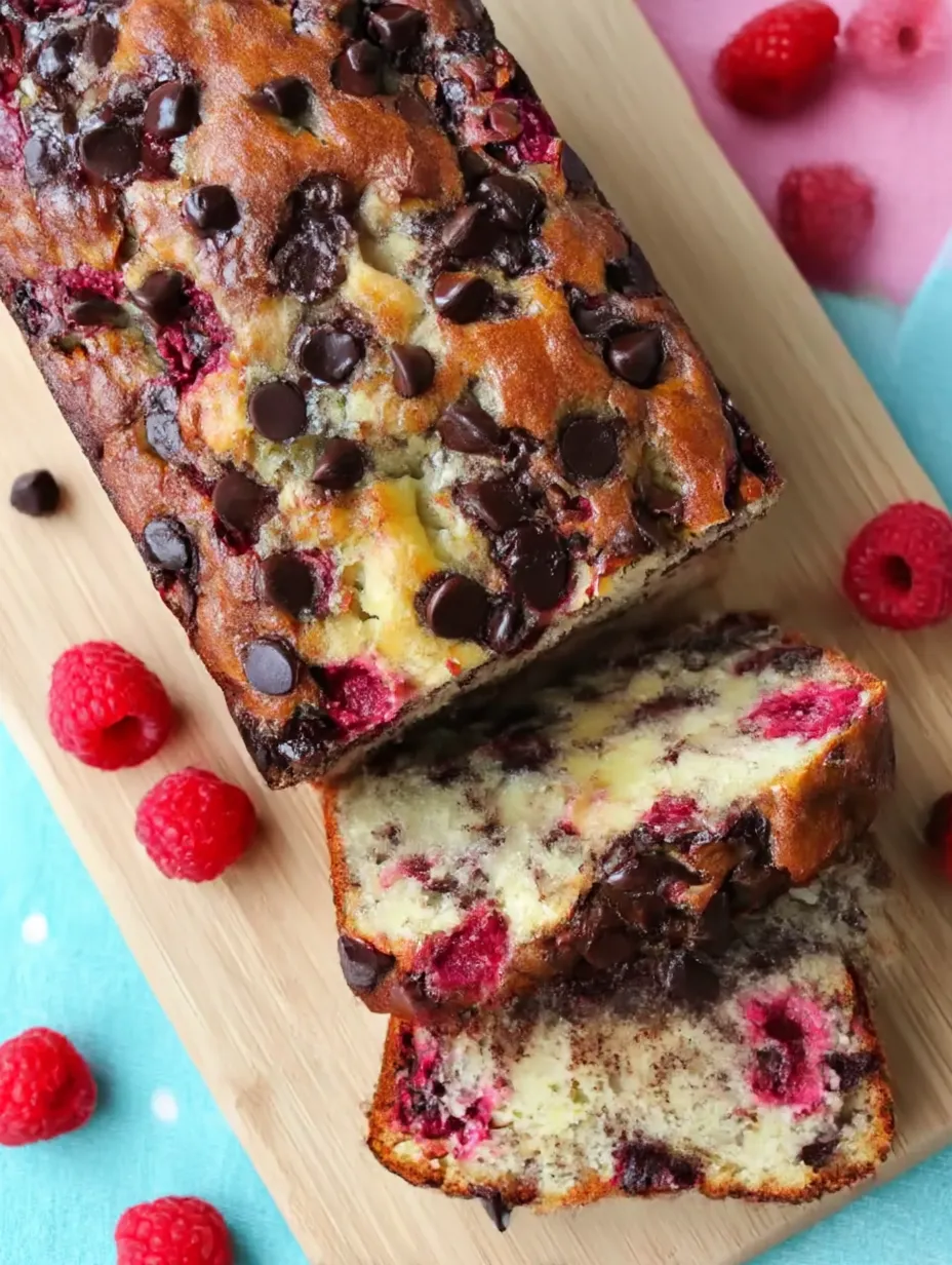 A slice of Raspberry Dark Chocolate Banana Bread.