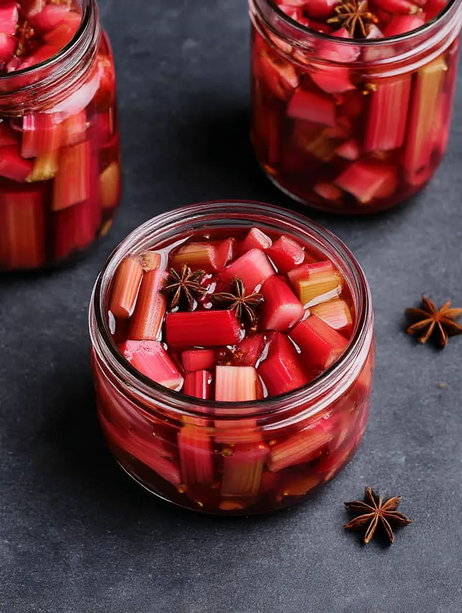 A jar of Pickled Rhubarb.