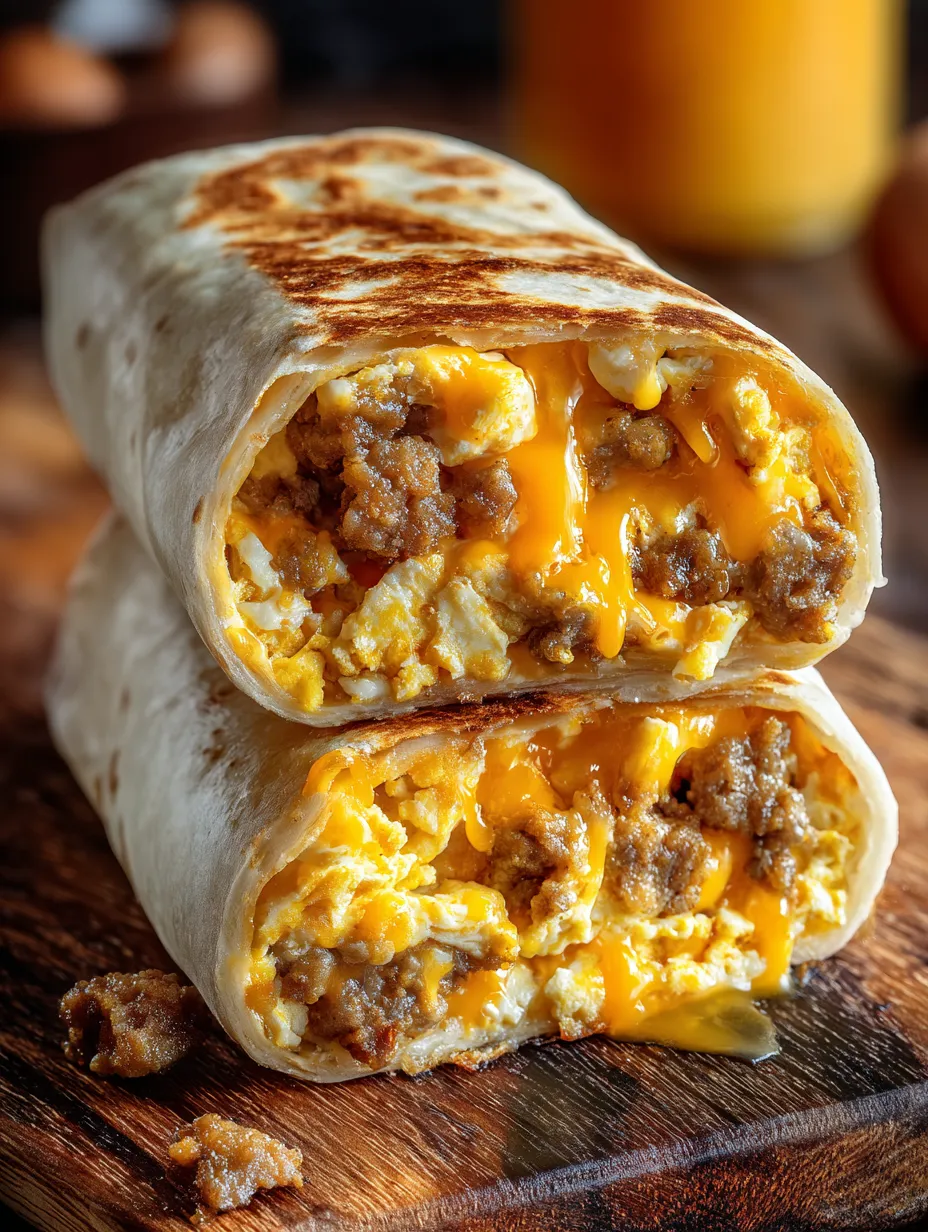 A Cheesy Sausage and Egg Wraps.