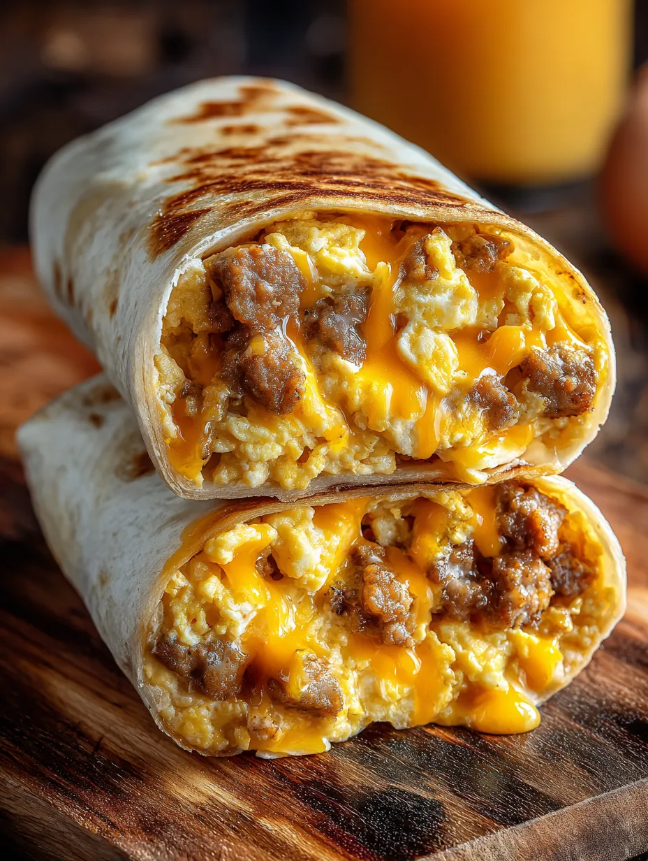 Easy Cheesy Sausage and Egg Wraps.