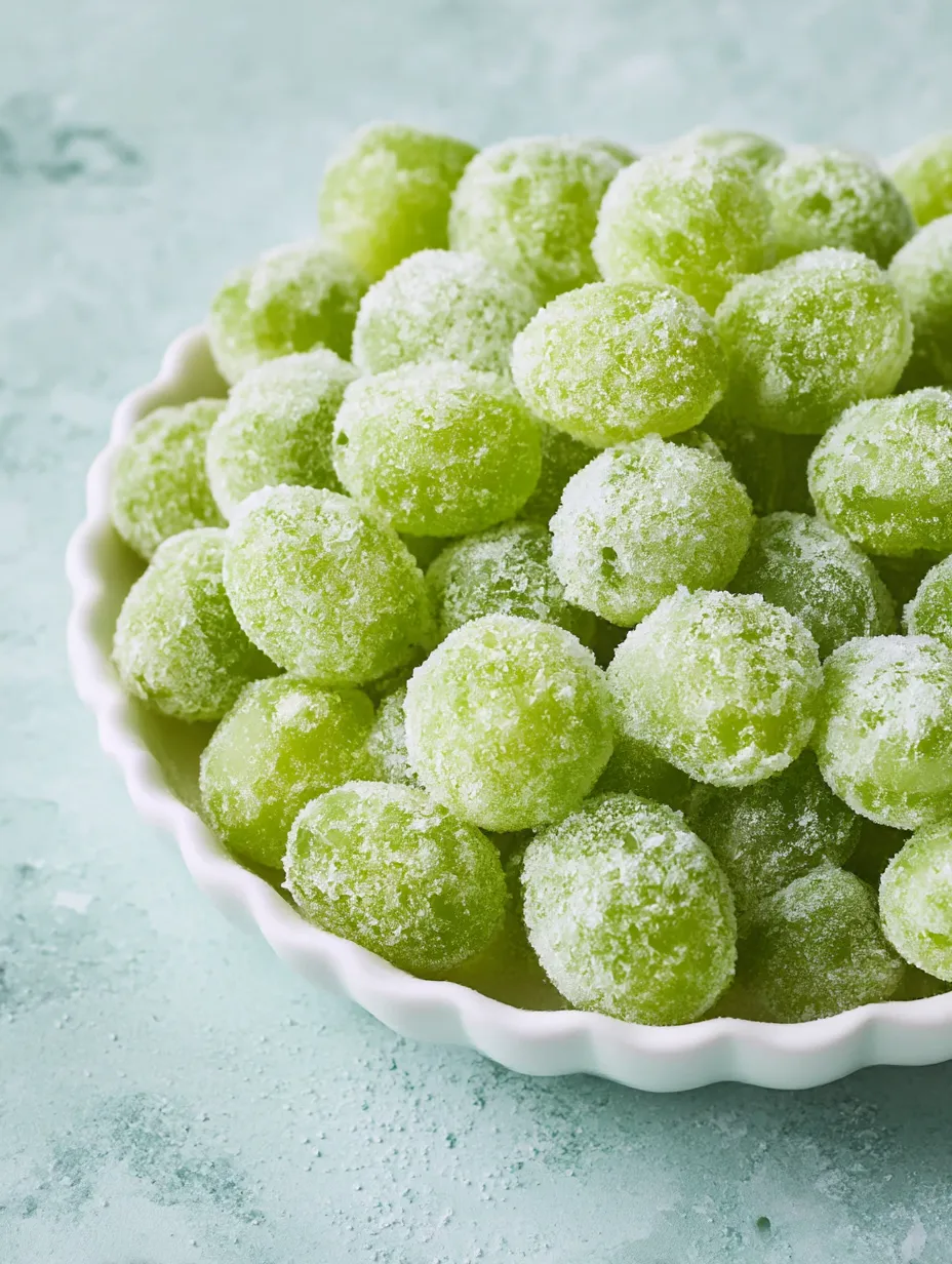 A bowl of frozen candied grapes.