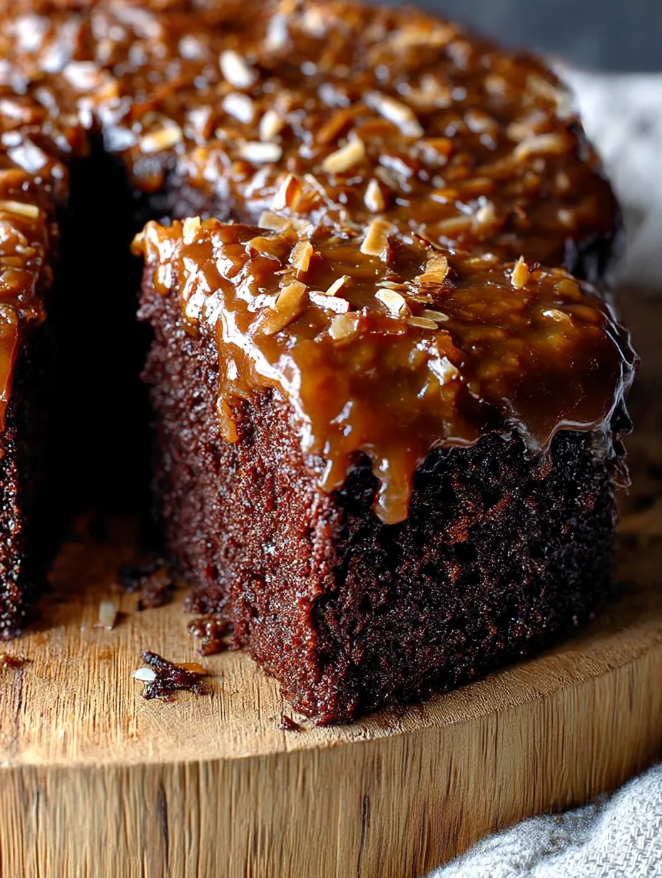 Coconut Caramel Chocolate Upside Down Cake Recipe.