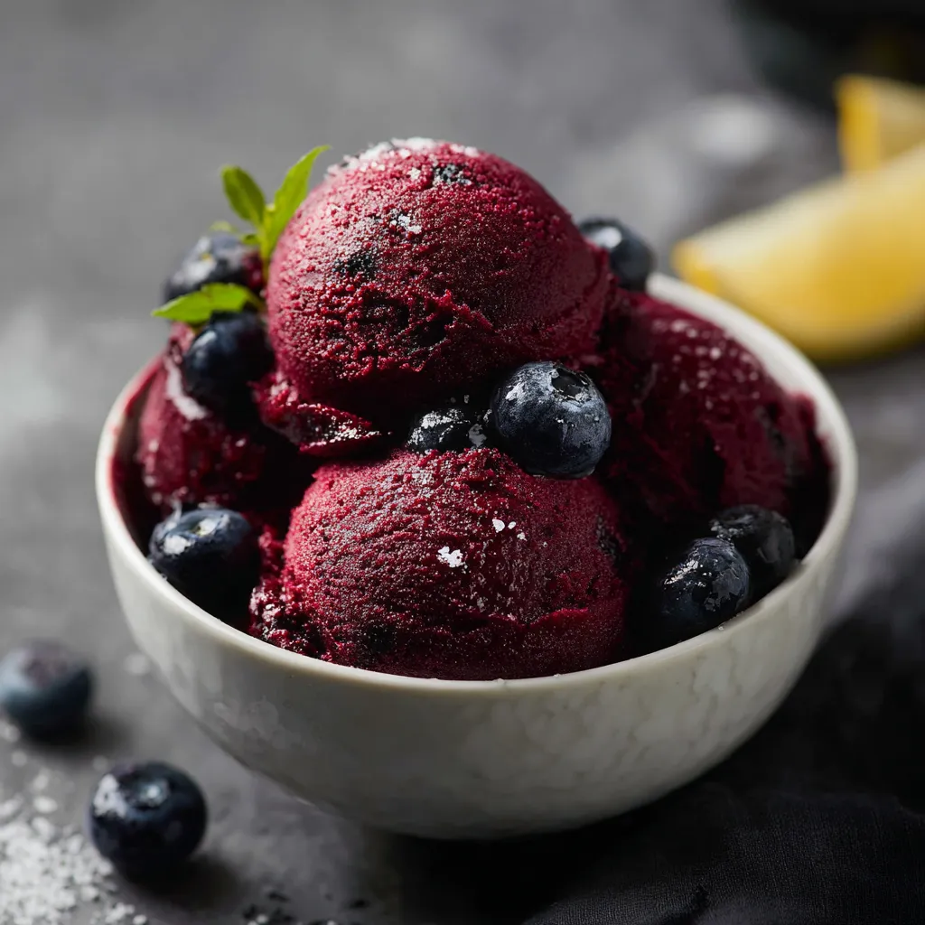 No Churn Blueberry Lemon Sorbet