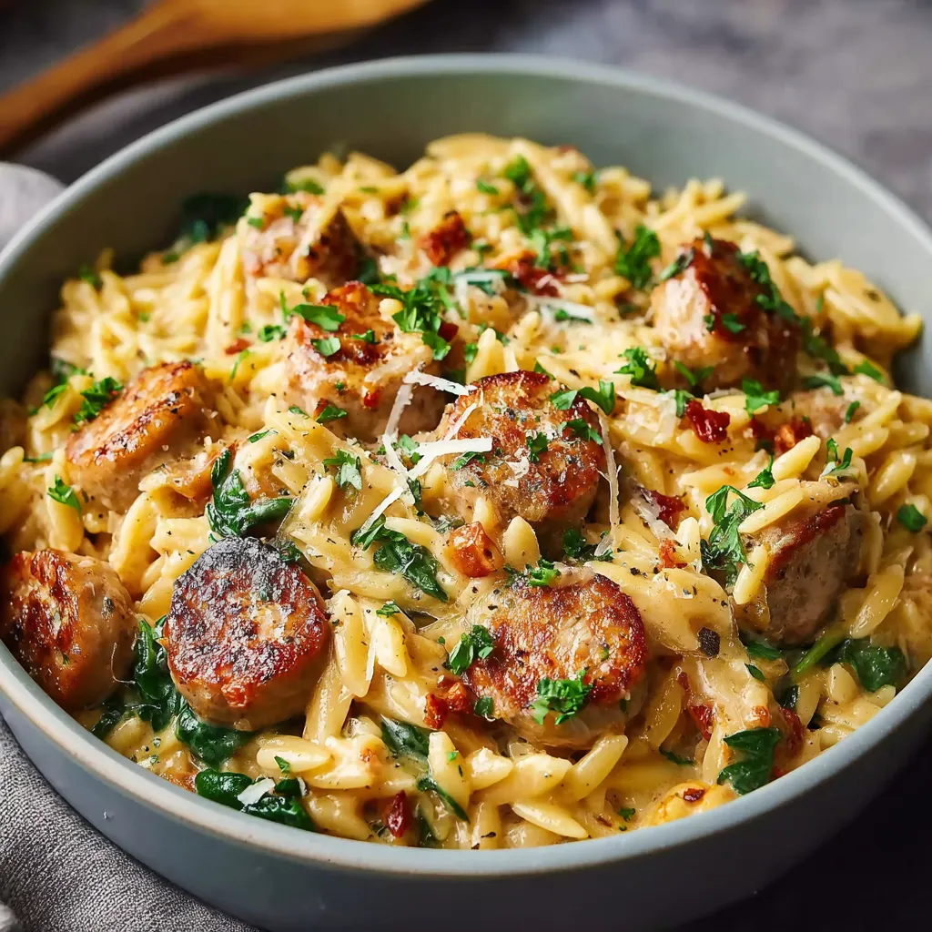 Creamy Chicken Sausage Orzo