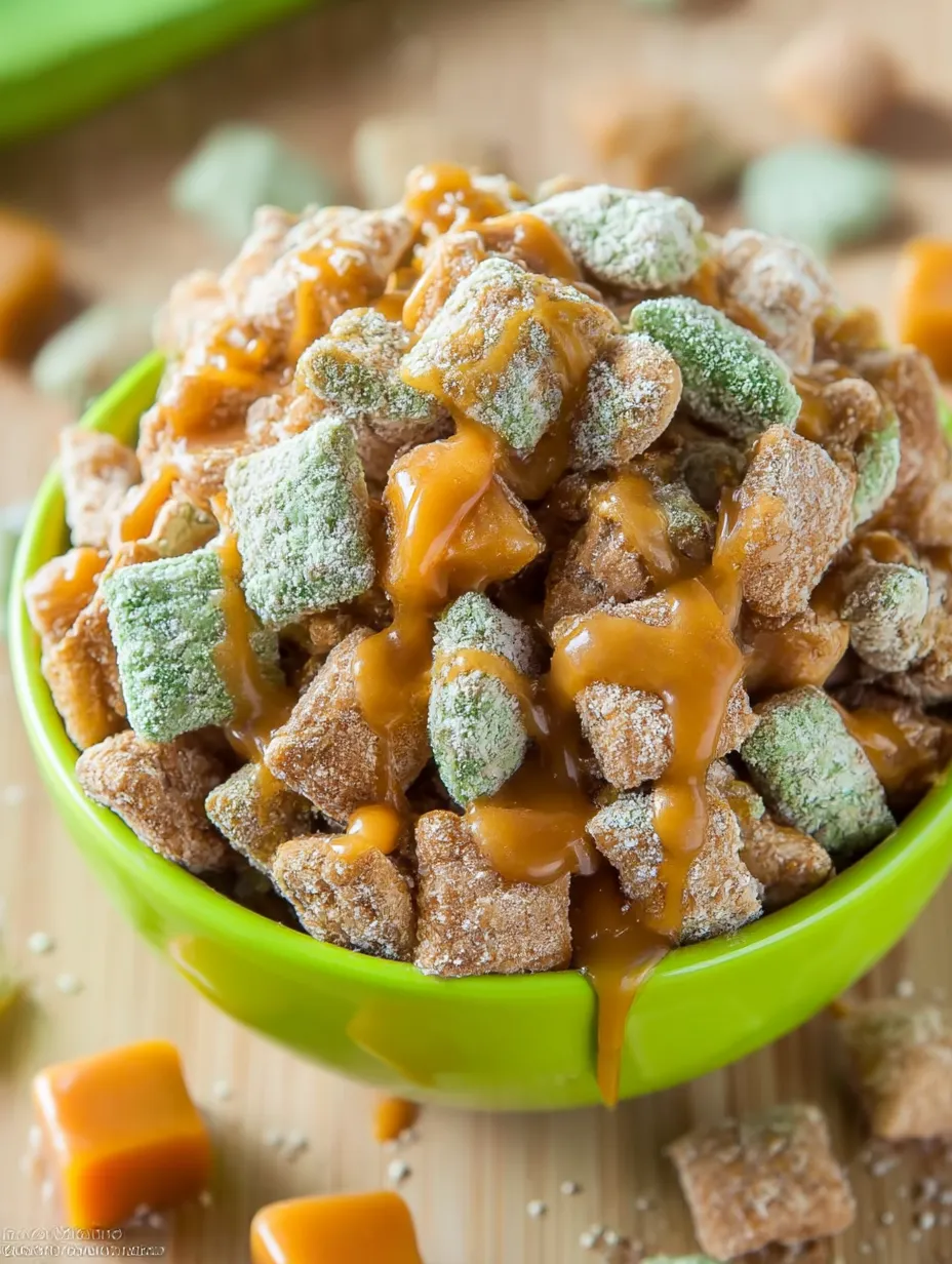 A bowl of Caramel Apple Puppy Chow.