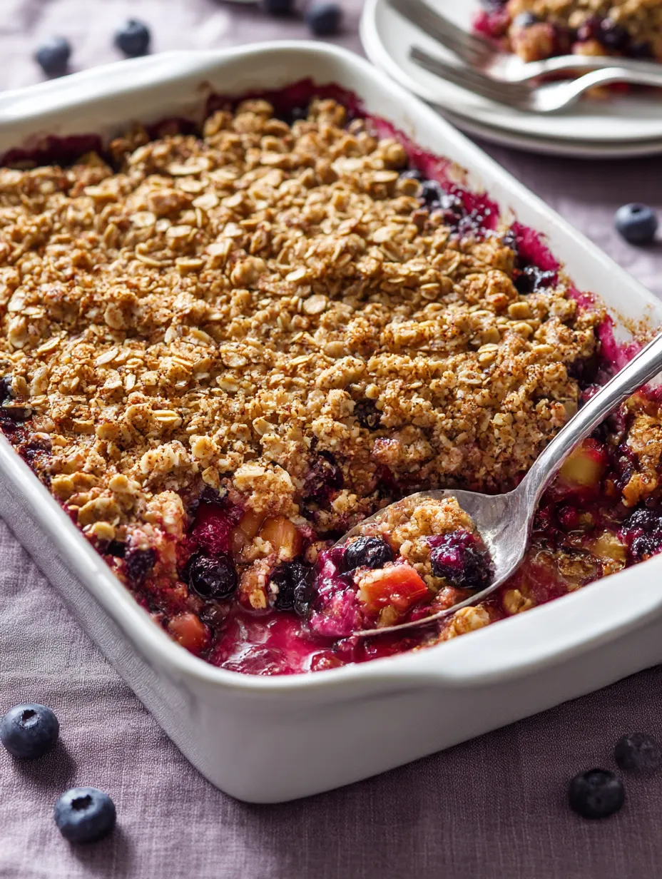 Blueberry Rhubarb Crisp Recipe.
