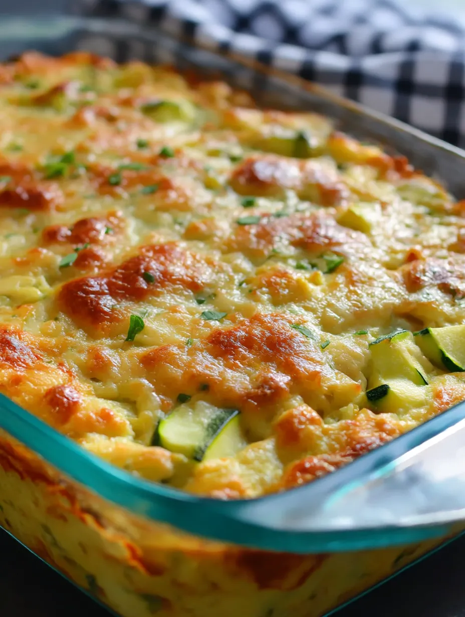 A casserole with zucchini and cheese.