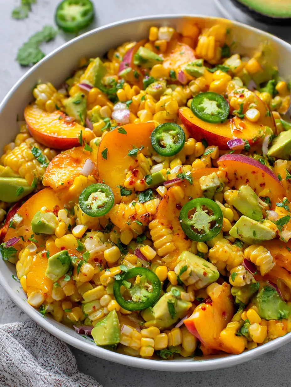 Easy Corn Salad with Peaches.