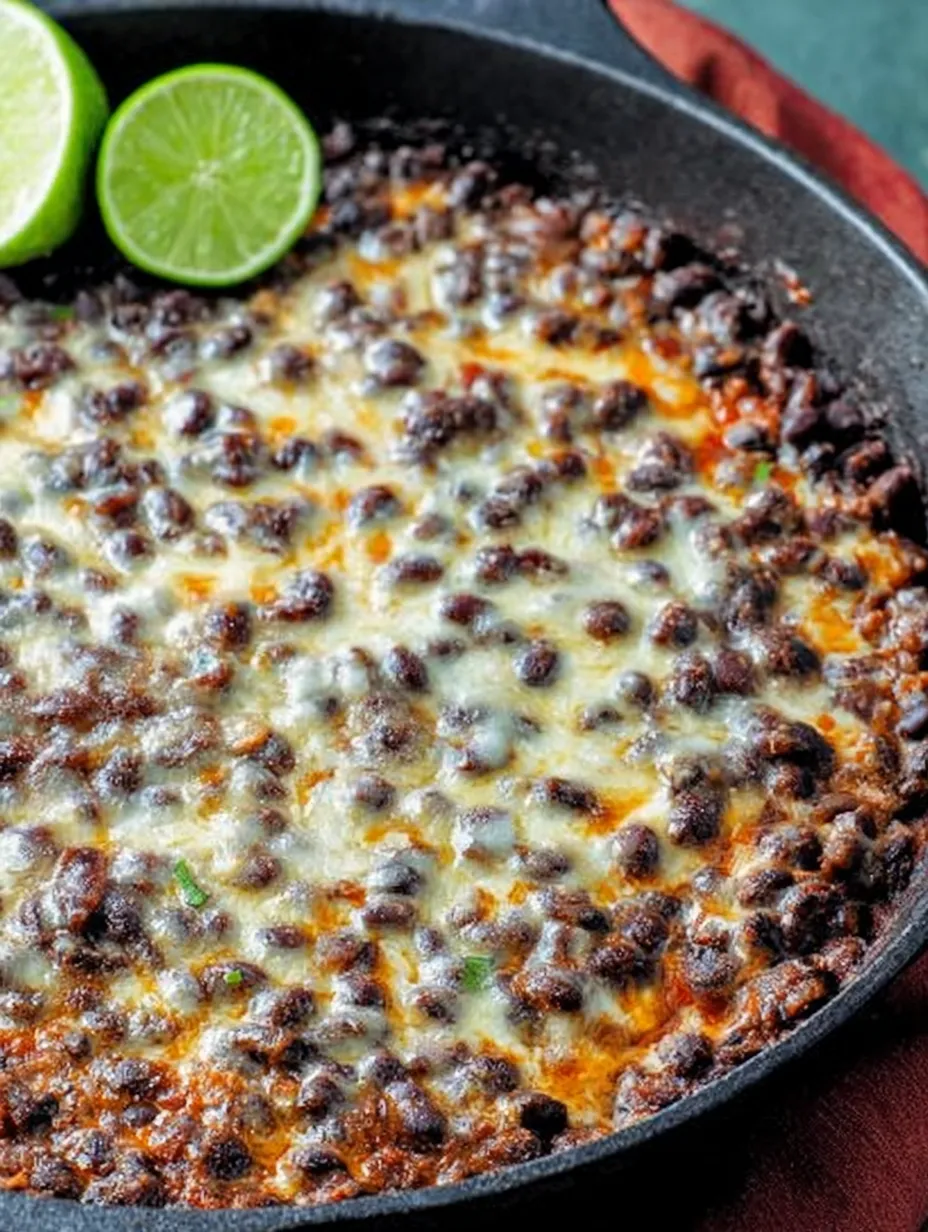 A plate of Cheesy Spicy Black Bean Skillet.