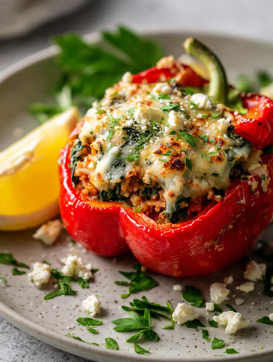Baked Greek Stuffed Peppers.