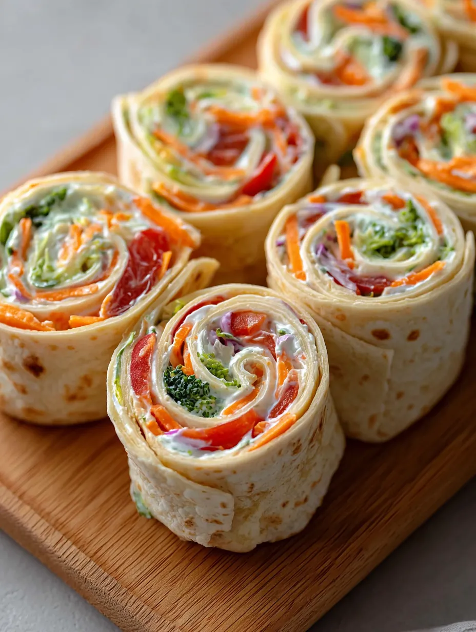 Easy Fresh Vegetable Tortilla Roll Ups.