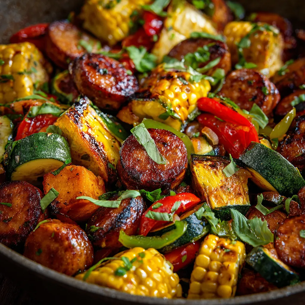 Summer Sausage Skillet with Andouille Sausage