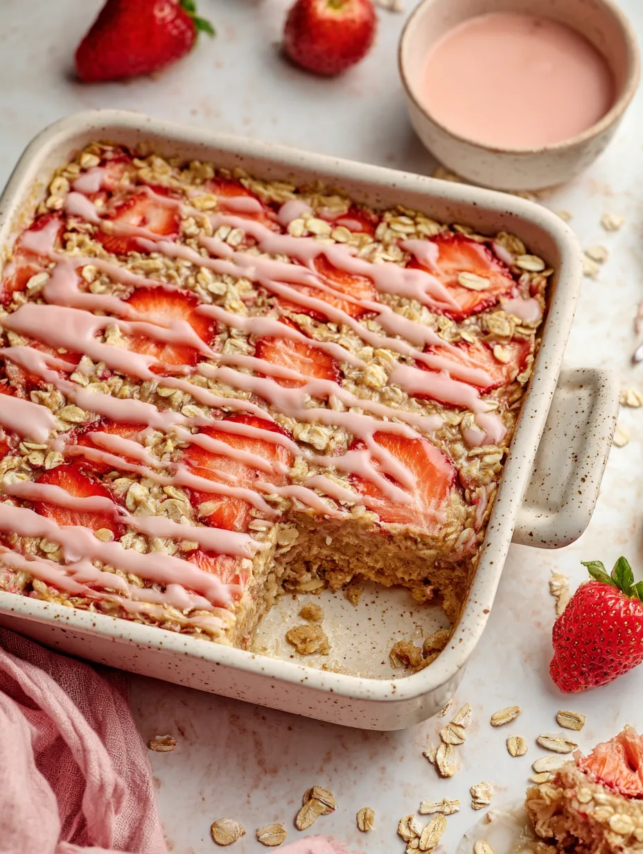 Easy Brown Butter Strawberry Baked Oatmeal.