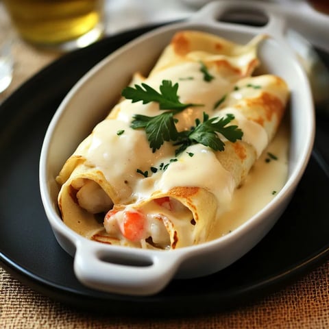 Seafood Crepes Recipe with Béchamel Sauce